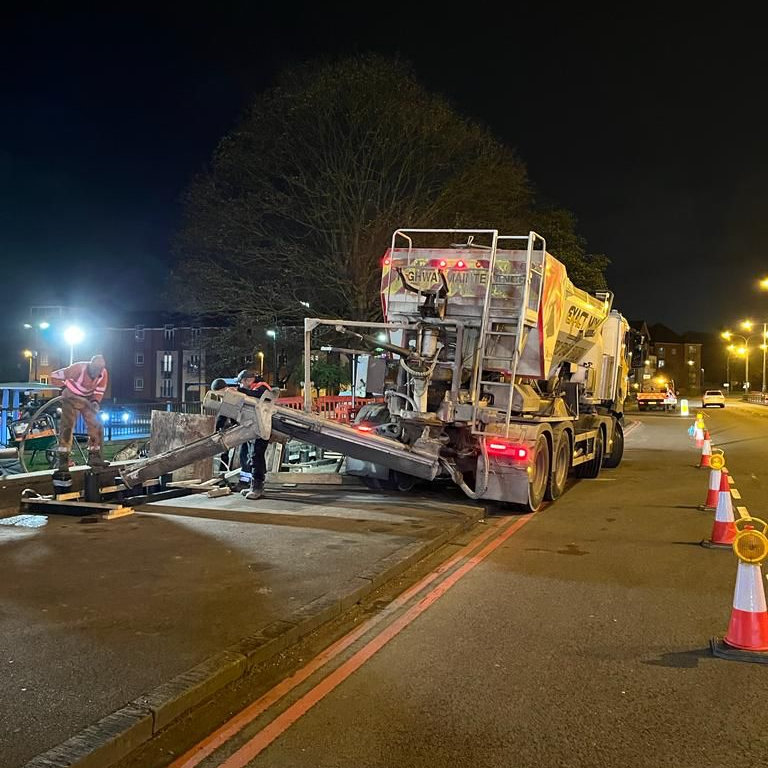 Night time mixing and delivery of concrete